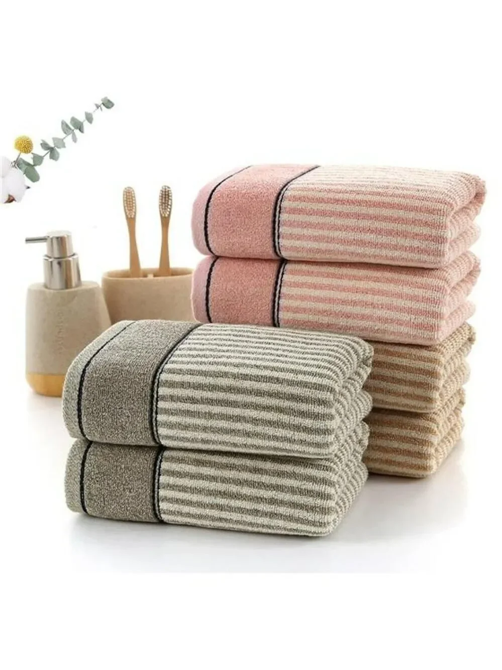 Pink Cotton Hand Towels Set 2 Pack Soft Absorbent Quick Dry Bathroom Kitchen Spa